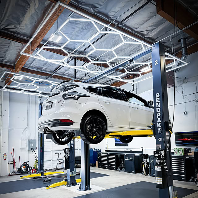 hexagon LED lights for auto repair shop