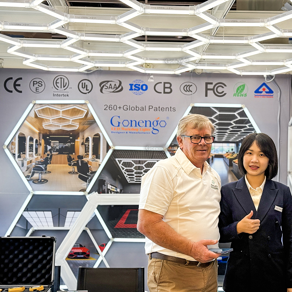 Day 2 Hexagon LED Lights Magic Shines at the 2025 Hong Kong Lighting Fair! 8 hexagon LED lights