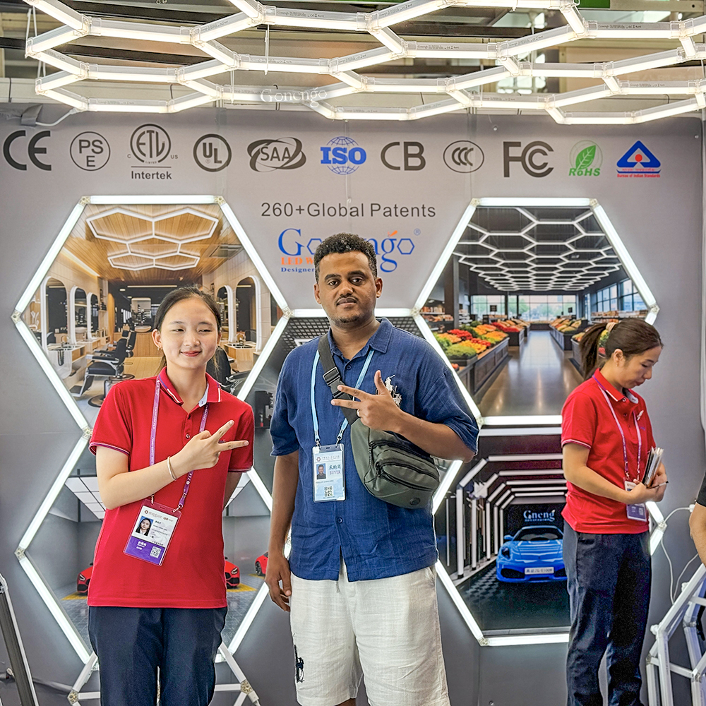 Hexagonal LED Lights Magic Hit Day 2 at 2025 Canton Fair! 8 hexagonal LED lights