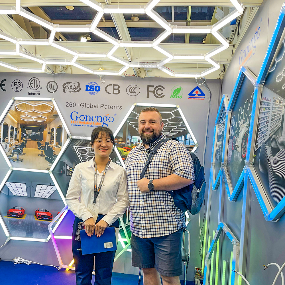Day1 Gonengo Hexagon Lights at 2025 Hong Kong Lighting Fair! 8 hexagon lights