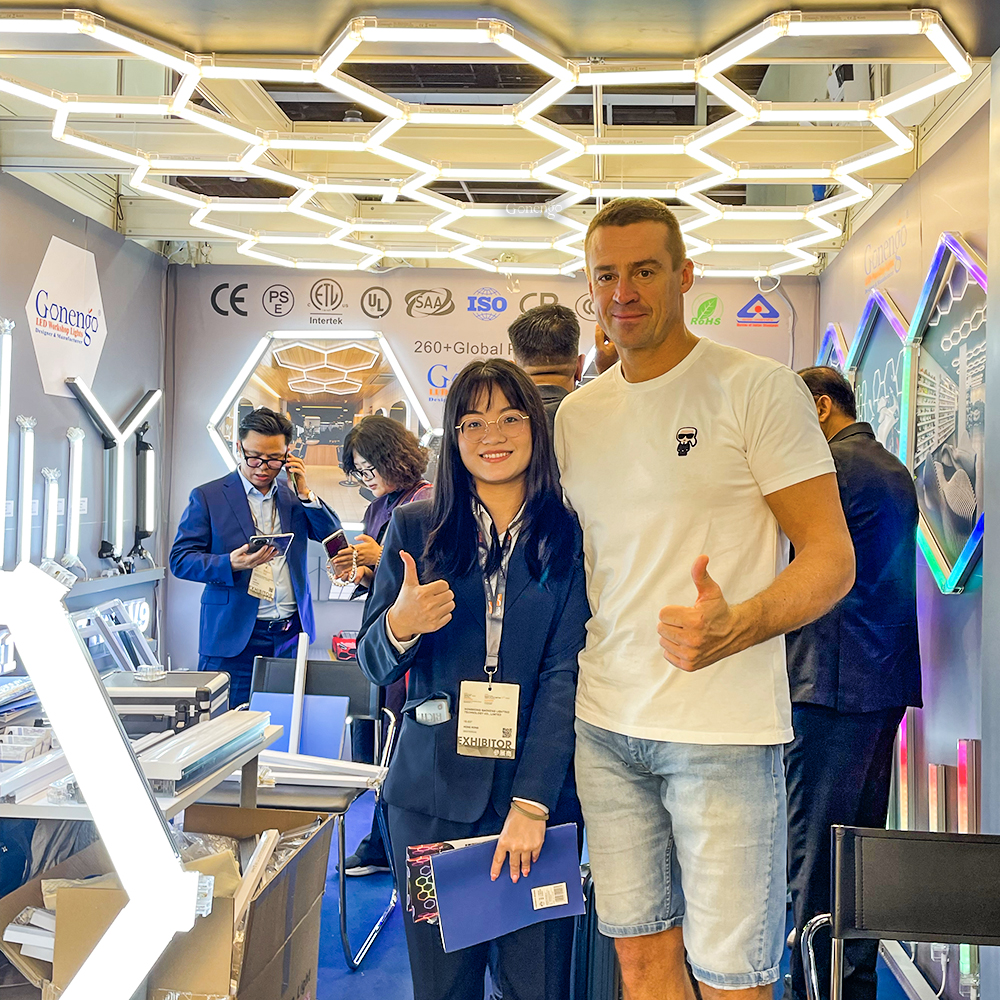 Day 3 LED Lights Hexagon Vibes Are On Fire at 2025 Hong Kong Lighting Fair! 8 LED lights hexagon