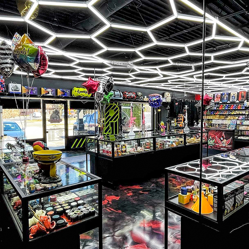 How to Make a Smoke Shop Stylish and Fun? 8 hexagon LED lights