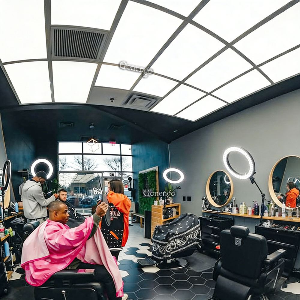 How to create a stylish barber shop ceiling? 7 ceiling-panel-lights-for-barber-shop