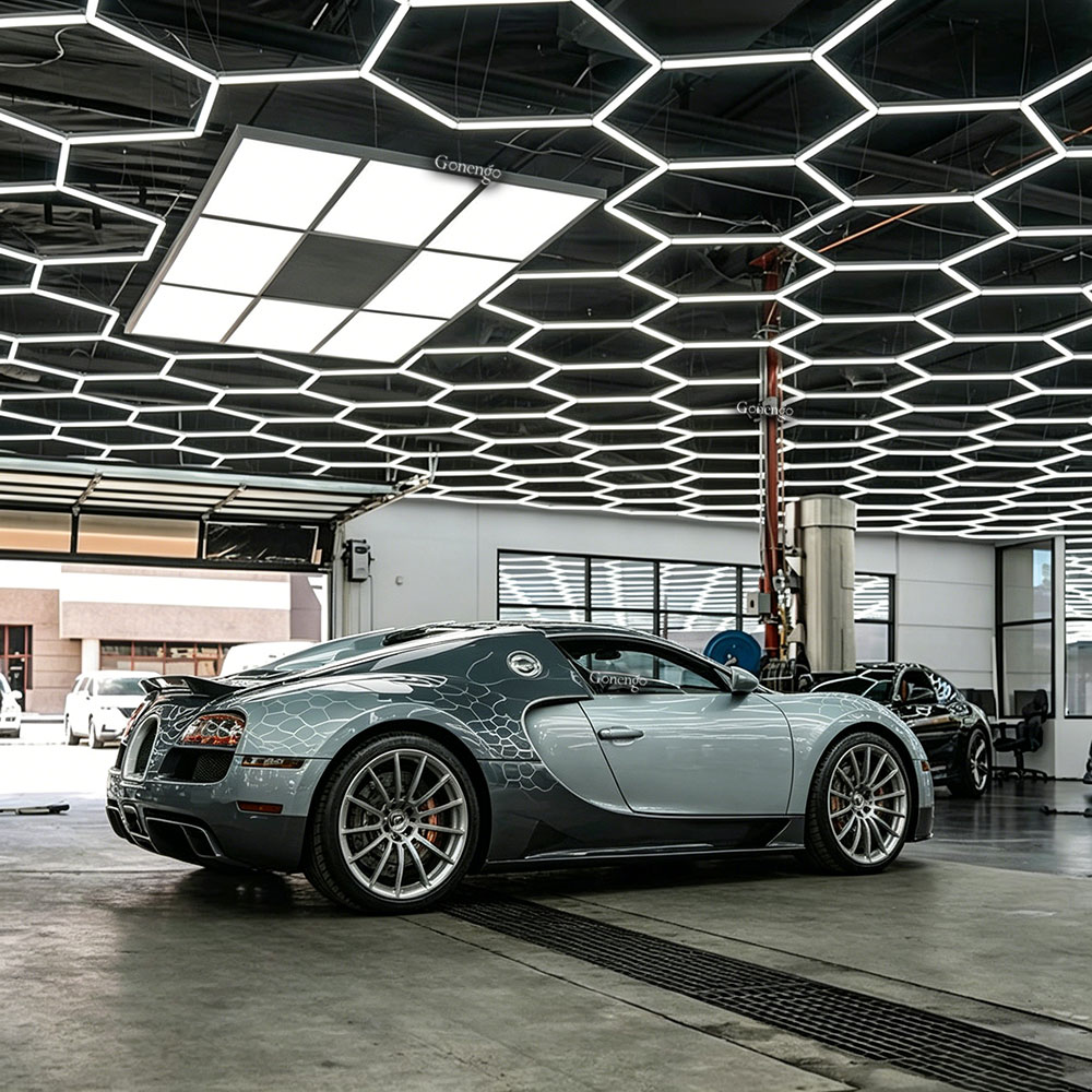 hexagon-LED-lights-for-garage-work