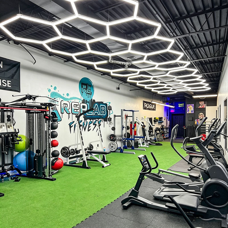 hexagonal-LED-lights-for-gym-lighting-design