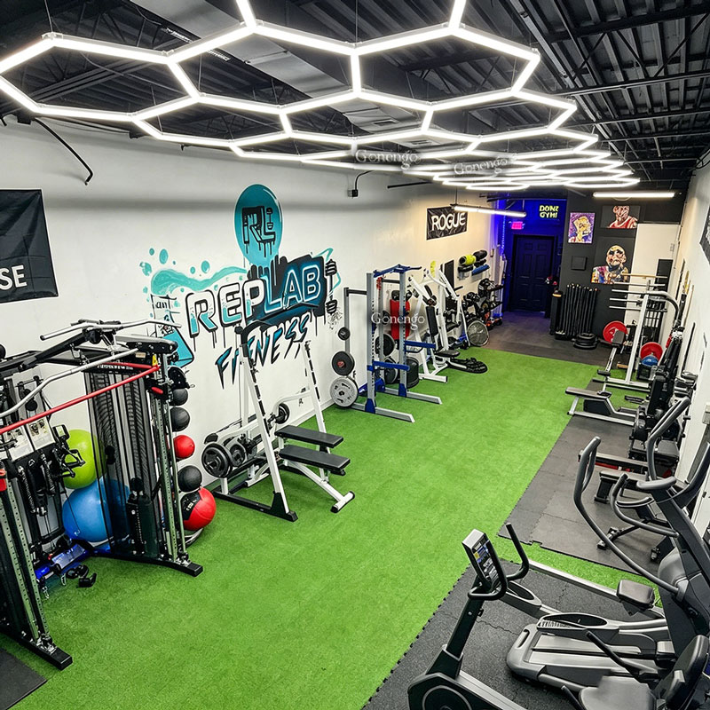 hexagonal-LED-lights-for-gym-lighting-idea