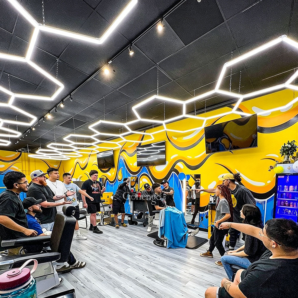 What is the best barber shop interior lighting? 7 hexagon-LED-lighting-for-salon