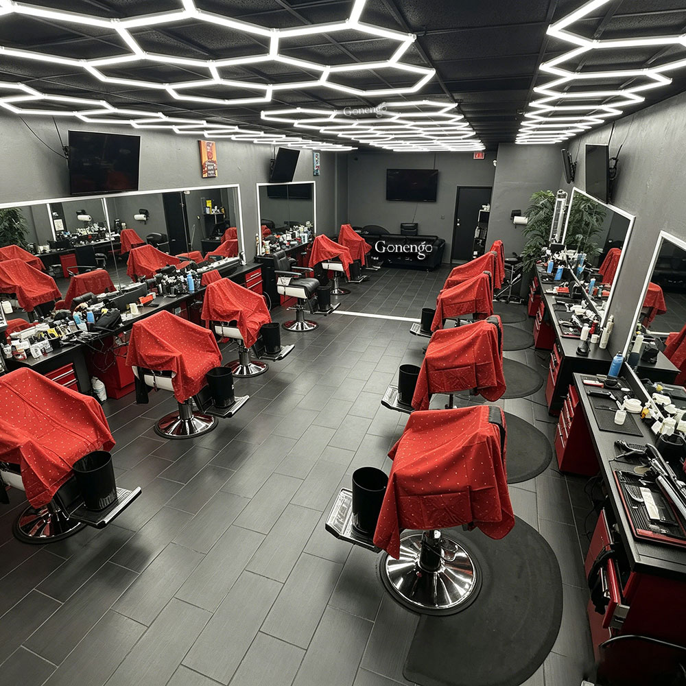 hexagon-LED-lights-for-barbershop-ceiling