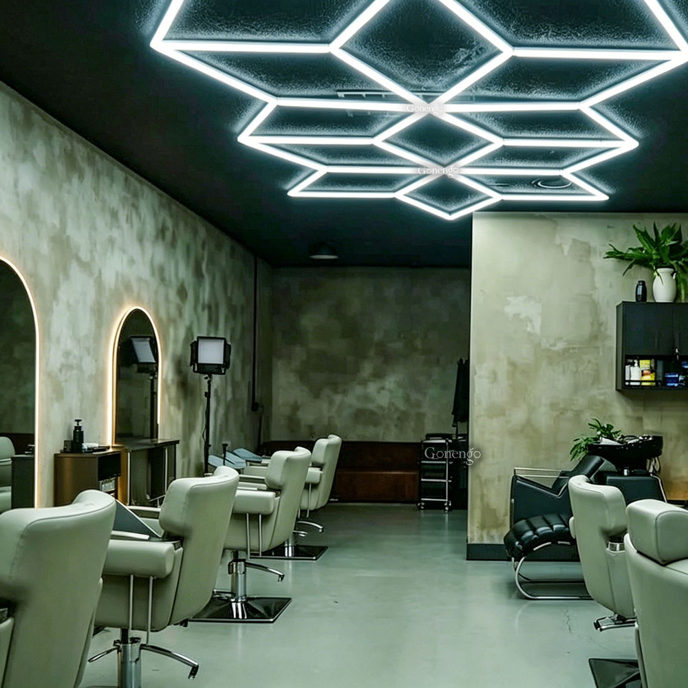 How to Choose Durable Shop Lighting for a Barbershop? 8 geometric-LED-lights-for-master-barbershop
