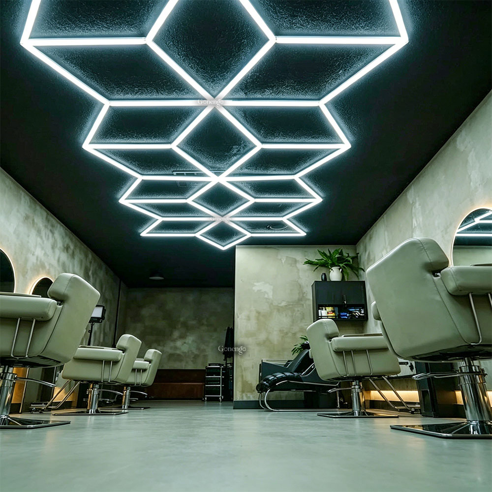 How Do You Create the Perfect Barber Shop? 9 geometric-LED-lights-for-barbershop