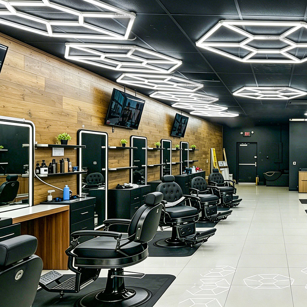 How Do You Create the Perfect Barber Shop? 8 geometric-LED-lights-for-barbershop