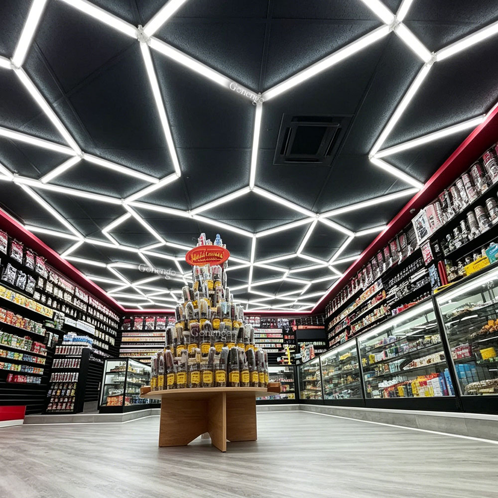What are the best lighting ideas for vape store ceilings? 9 geometric-LED-lights-for-shop-ceiling