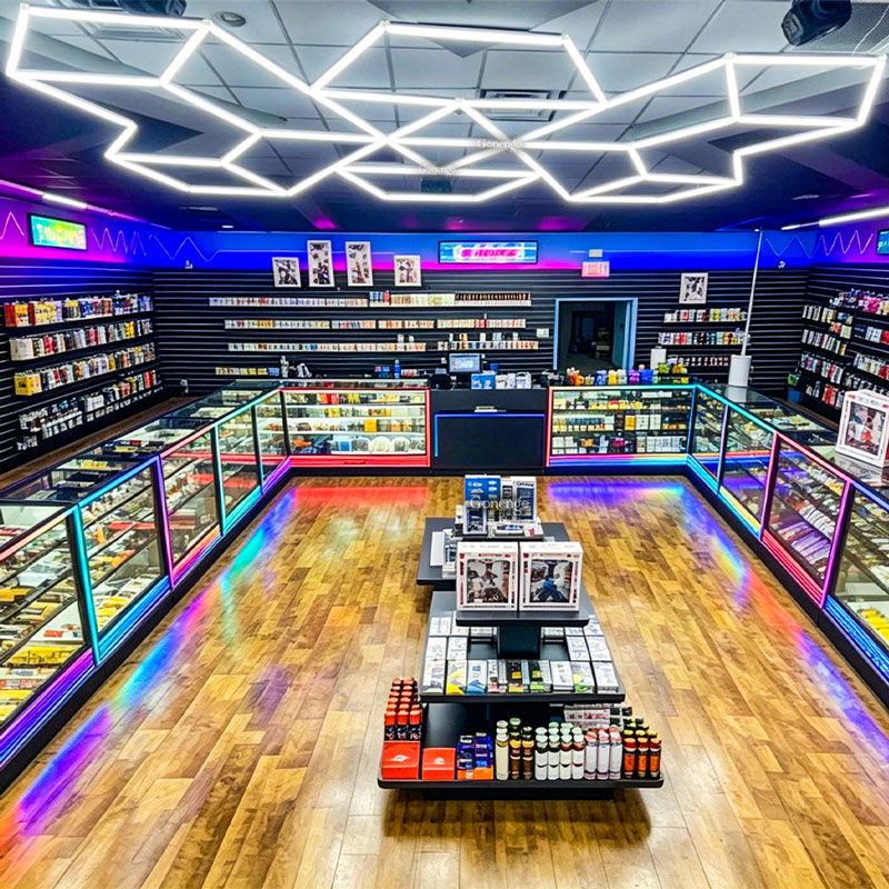 What are the best ceiling lights for customer attraction? 8 geometric-LED-lights-for-smoke-shop