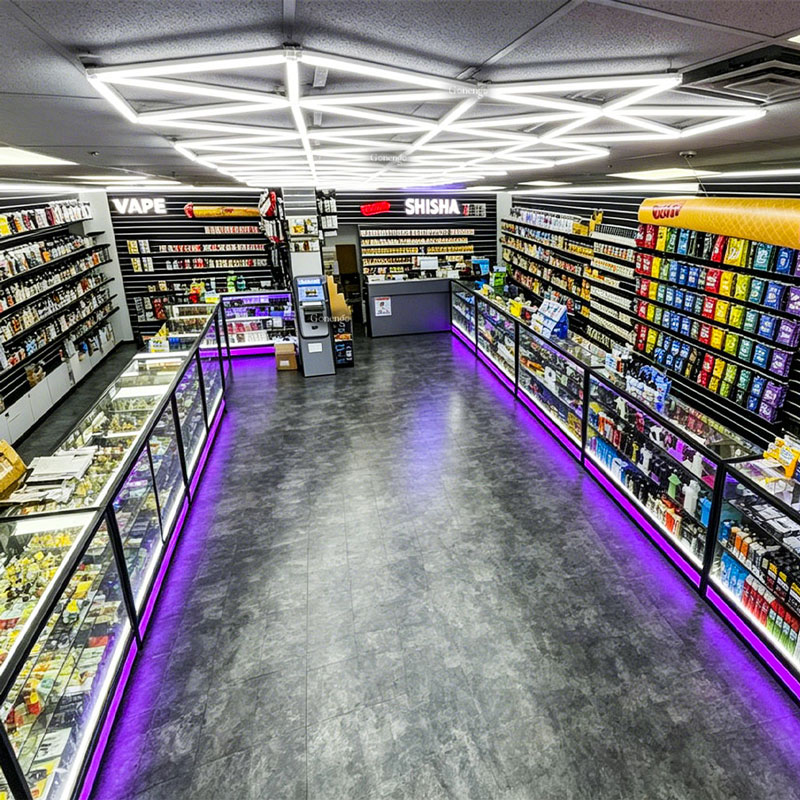 What are the best ceiling lights for customer attraction? 9 geometric-LED-lights-for-smoke-shop