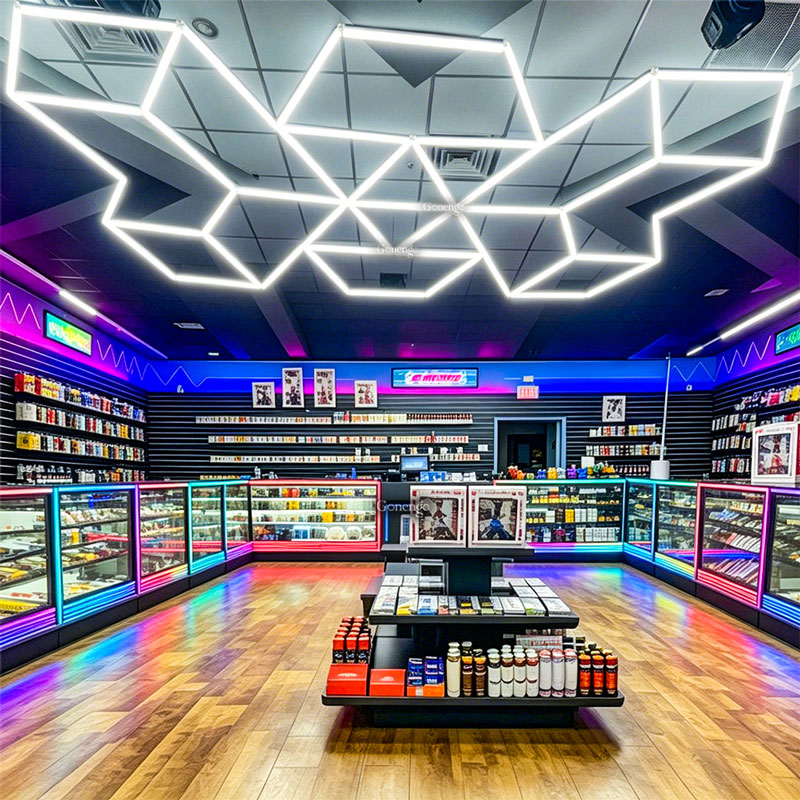 What are the best lighting ideas for vape store ceilings? 7 geometric-LED-lights-for-tobacco-store