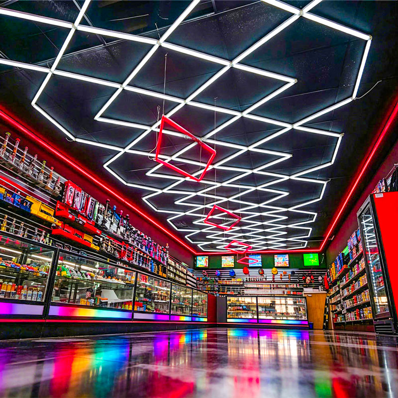 What are the best lighting ideas for vape store ceilings? 8 geometric-LED-lights-for-tobacco-store