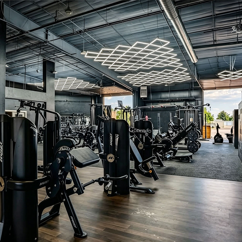 What lighting creates the best gym vibe? 8 diamond-LED-lights-for-garage-gym