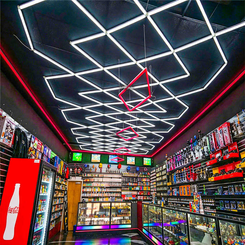 How to choose lights for a smoke shop ceiling? 8 geometric-LED-lights-for-vape