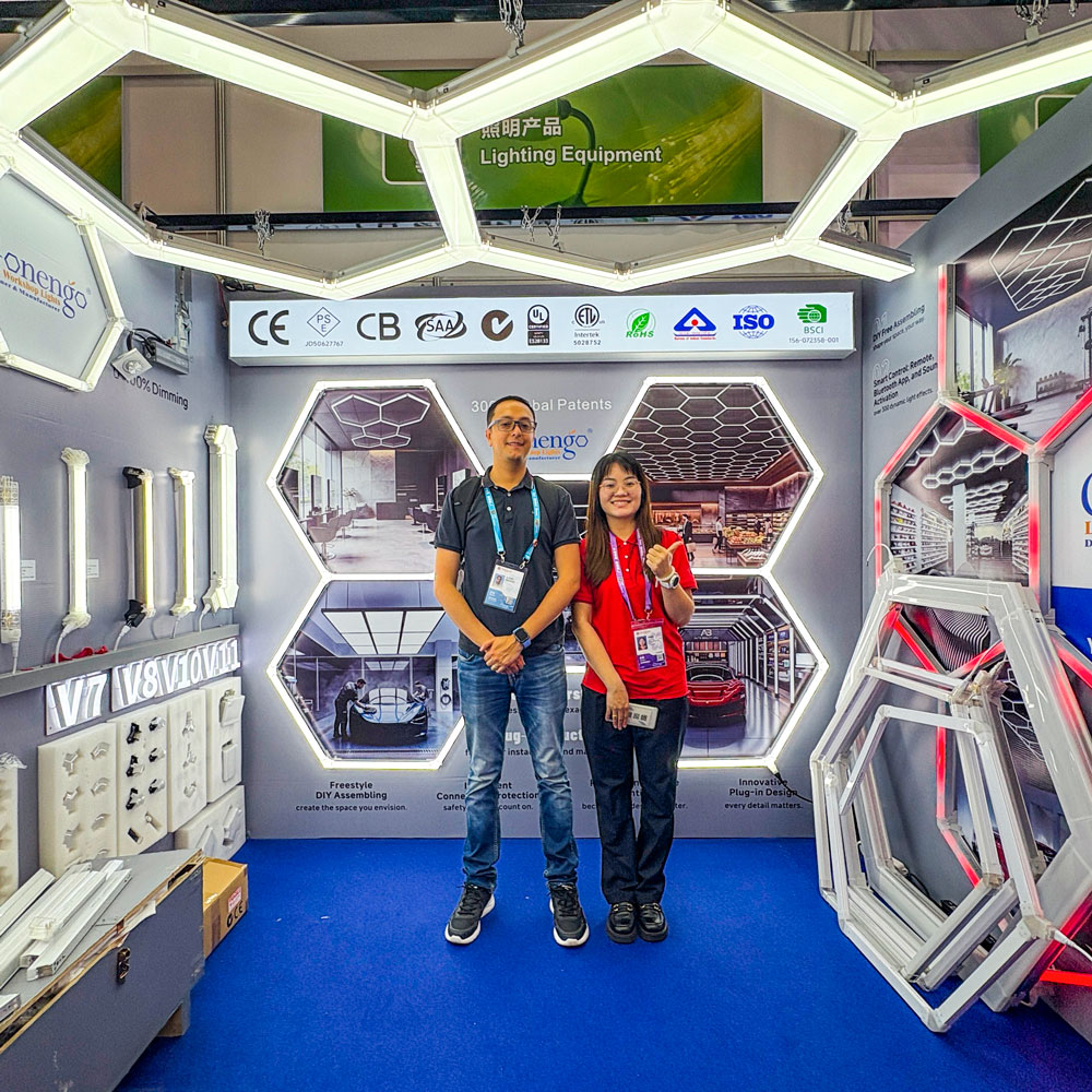 hexagon-garage-lights-for-car-shop-lighting-idea